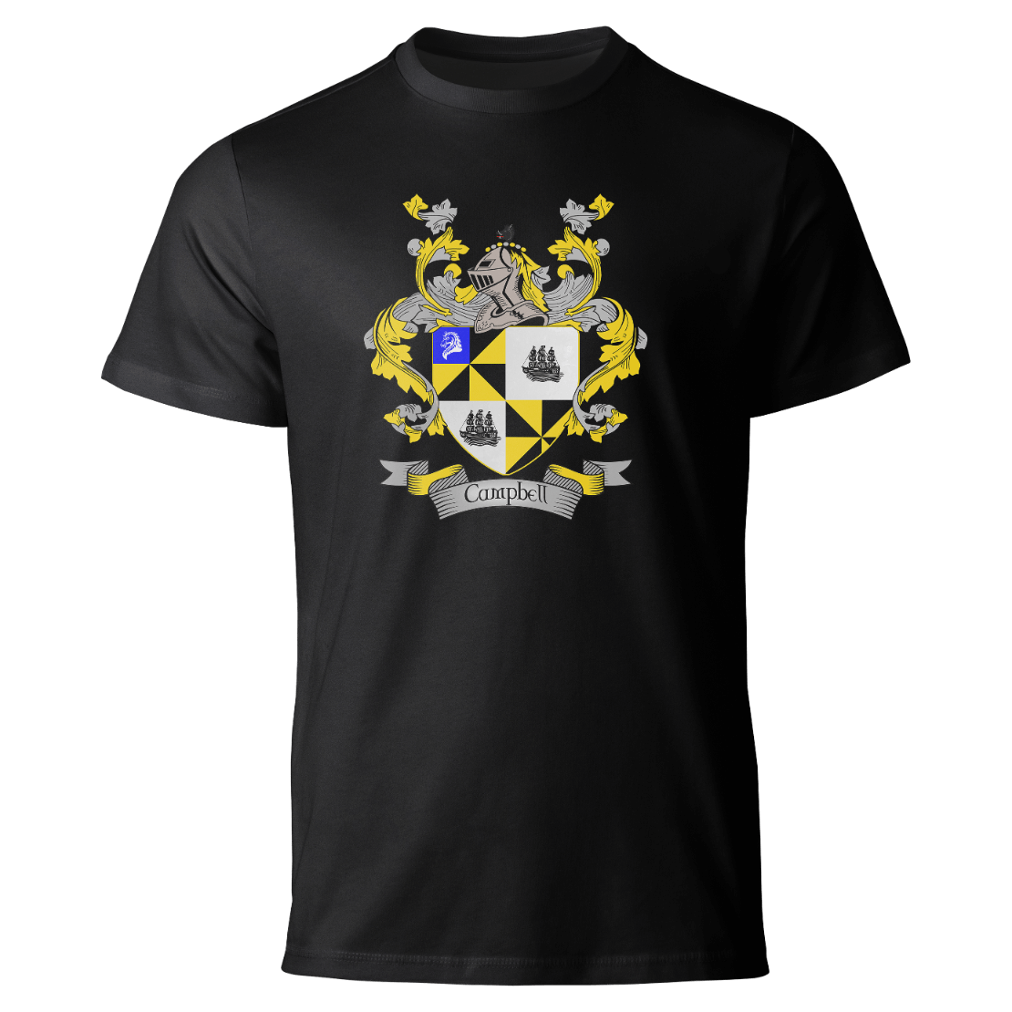 Campbell coat of arms on a black T-shirt