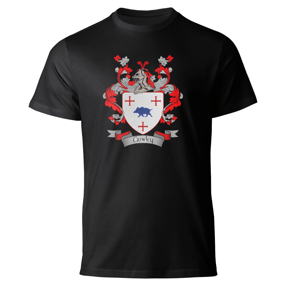 Crowley coat of arms on a black T-shirt