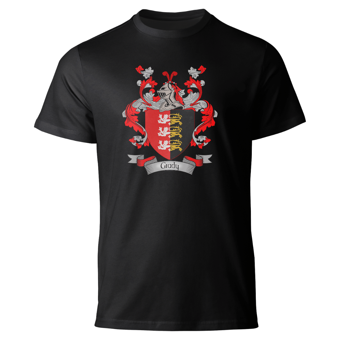 Grady coat of arms on a black T-shirt