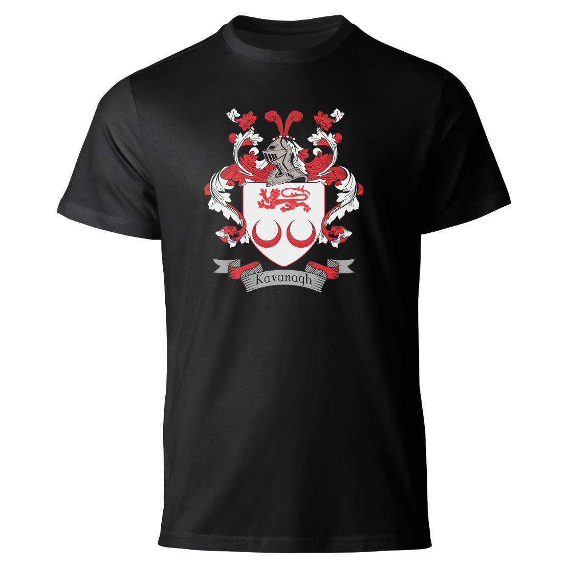 Kavanagh coat of arms on a black T-shirt