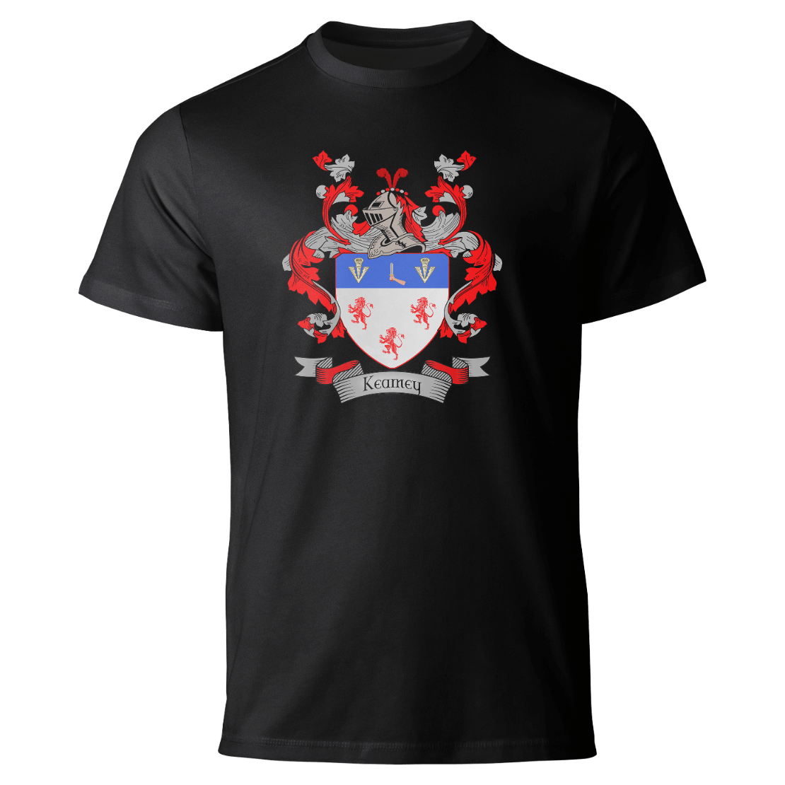 Kearney coat of arms on a black T-shirt