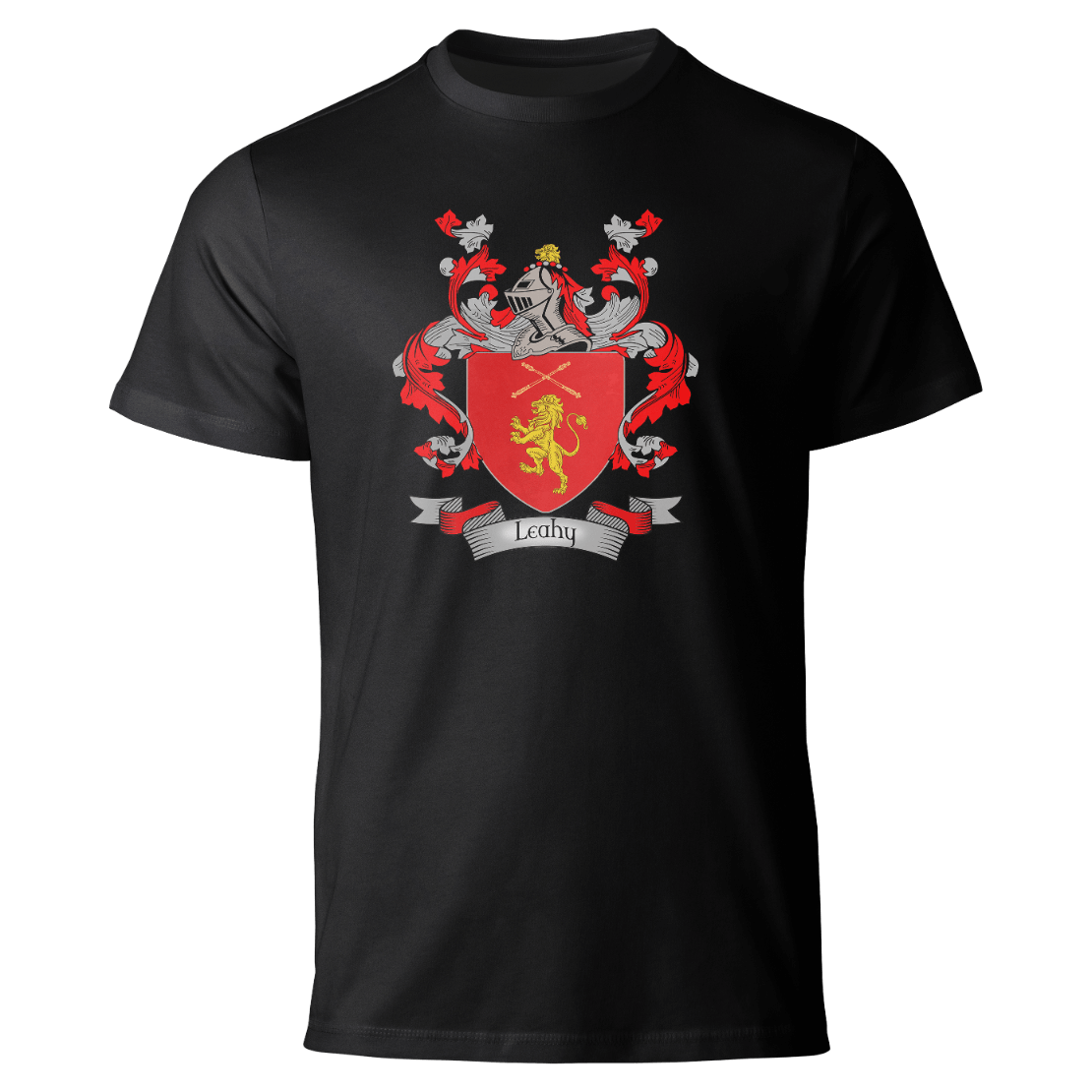 Leahy coat of arms on a black T-shirt