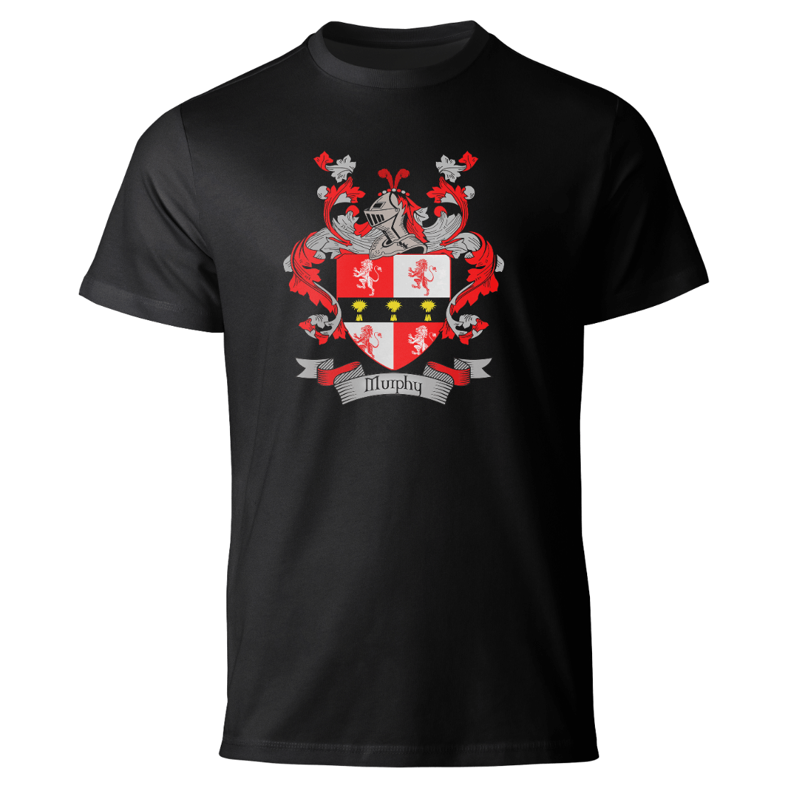 Murphy coat of arms on a black T-shirt