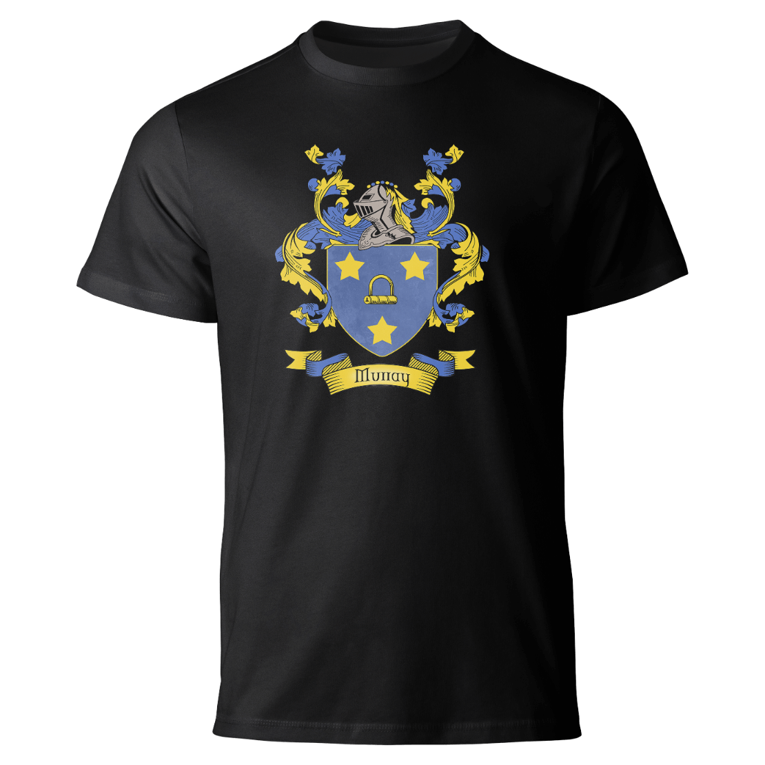 Murray coat of arms on a black T-shirt