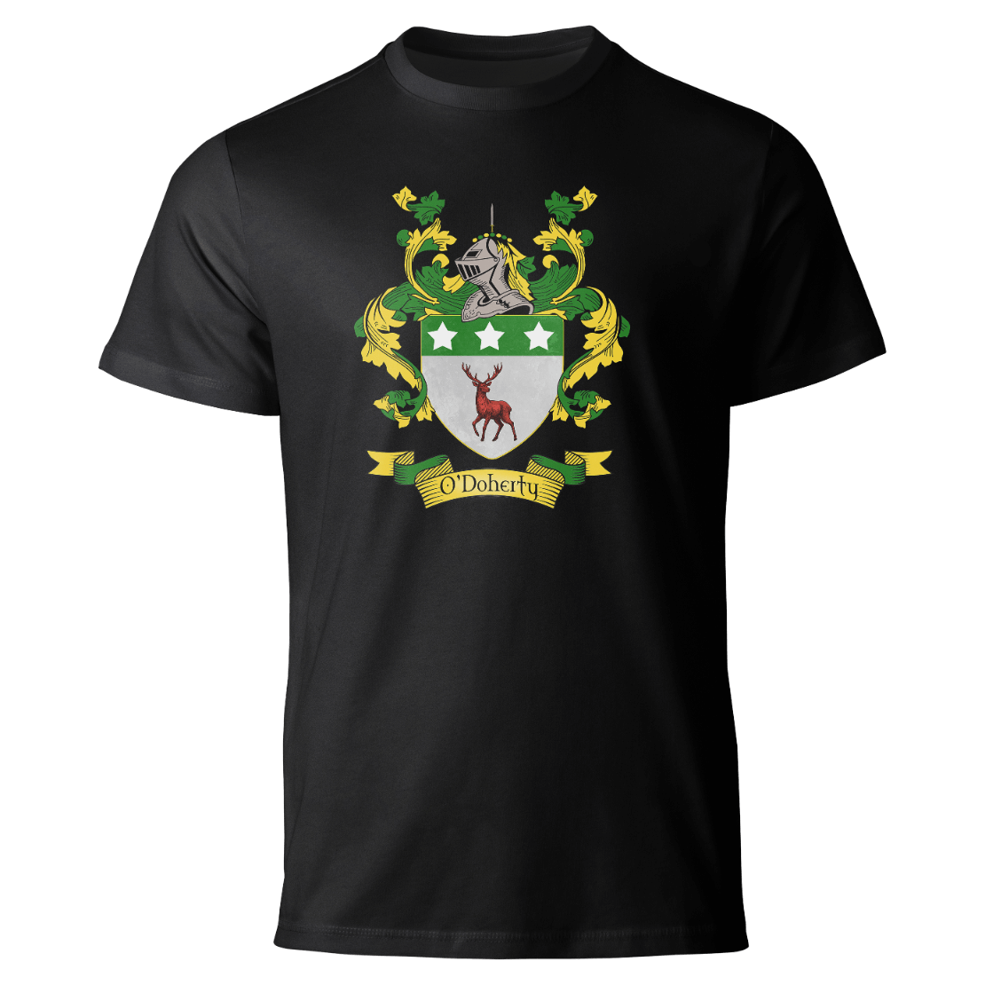 O'Doherty coat of arms on a black T-shirt