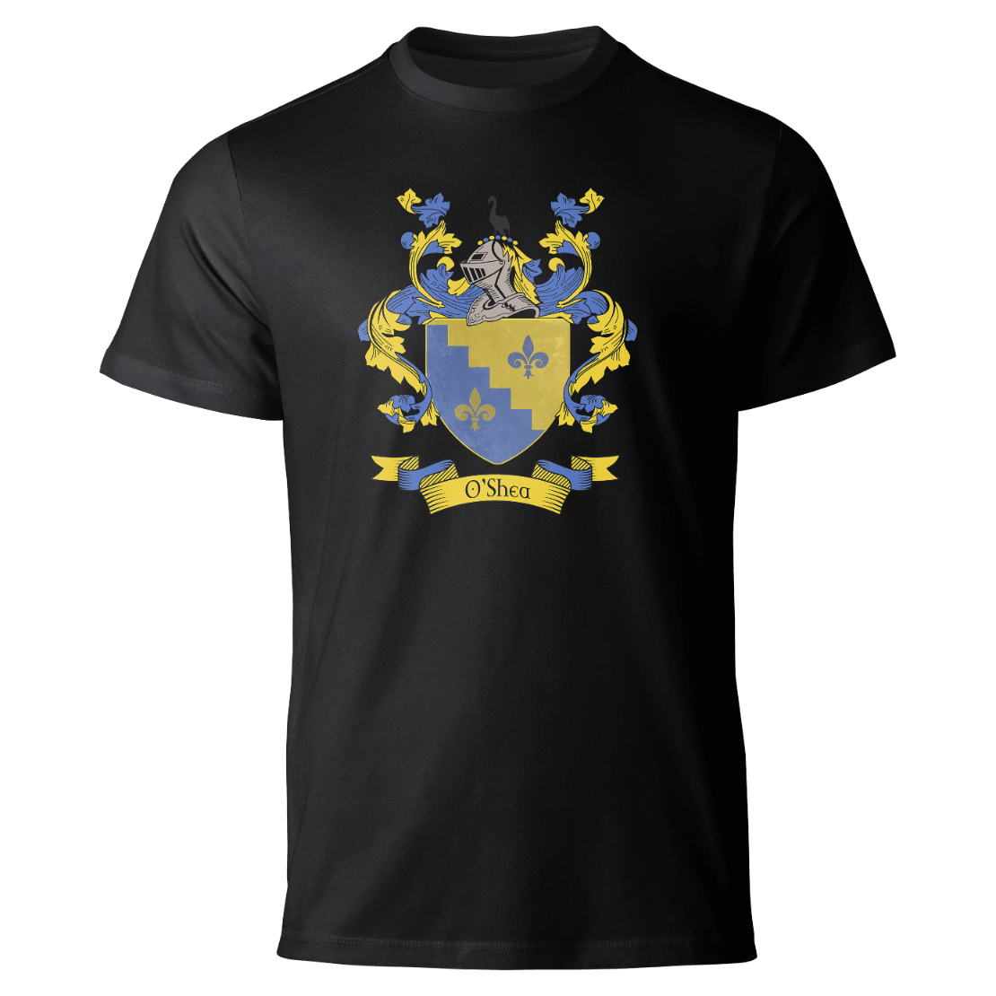 O'Shea coat of arms on a black T-shirt