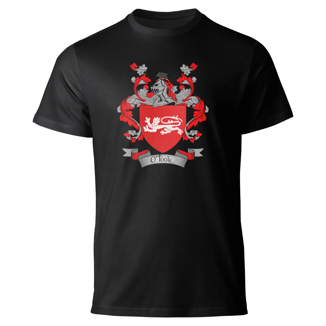 O'Toole coat of arms on a black T-shirt