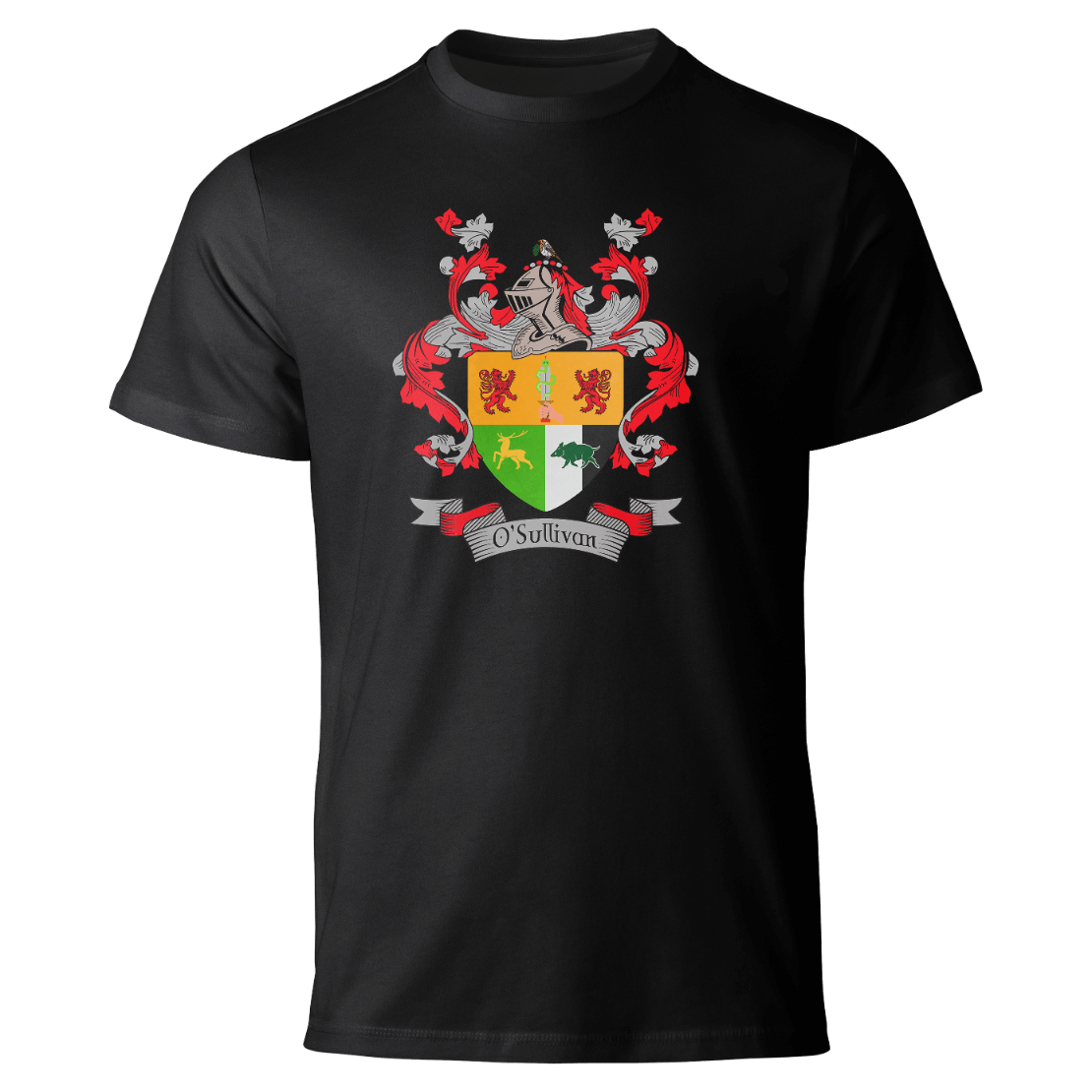 Sullivan coat of arms on a black T-shirt