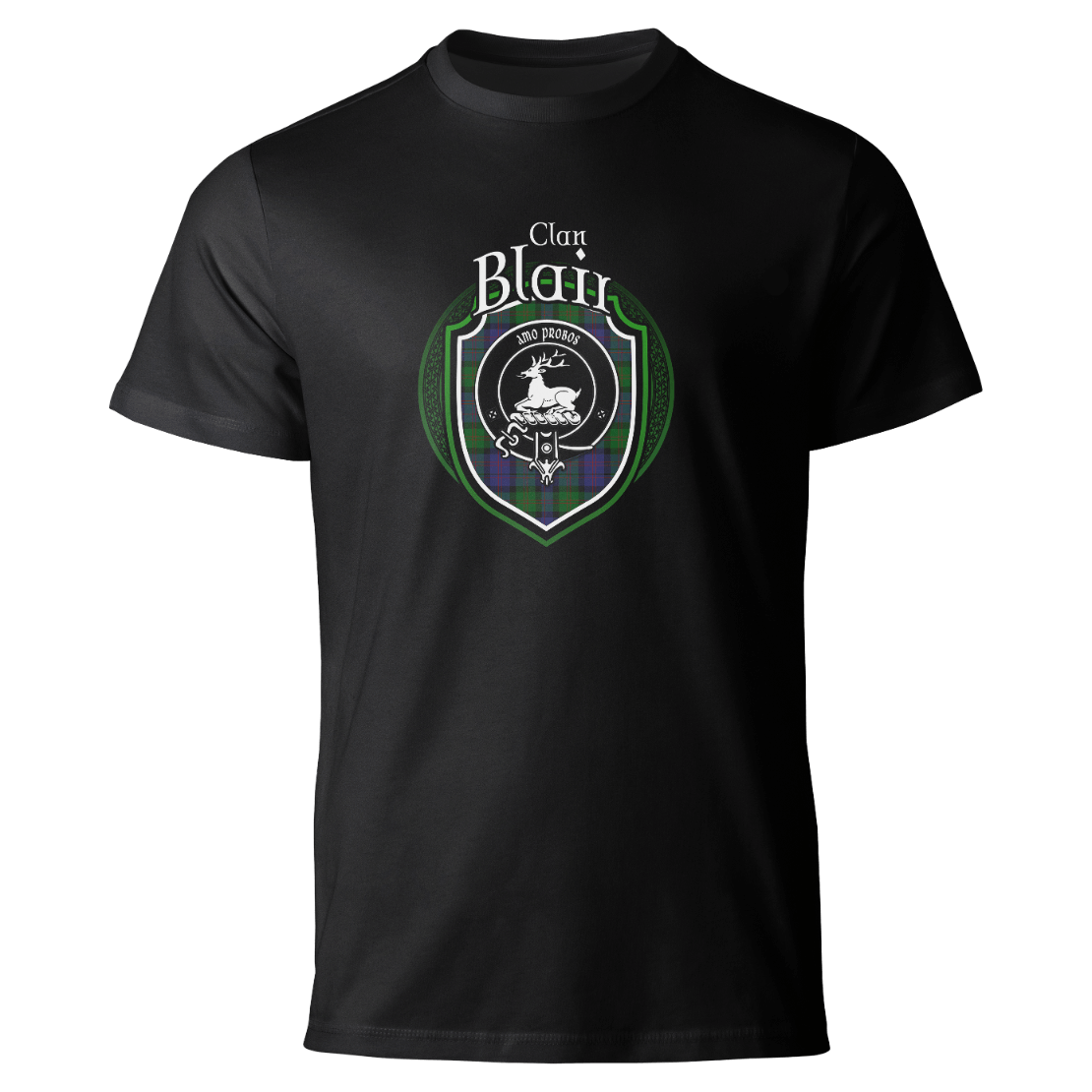 Blair clan badge on a black T-shirt