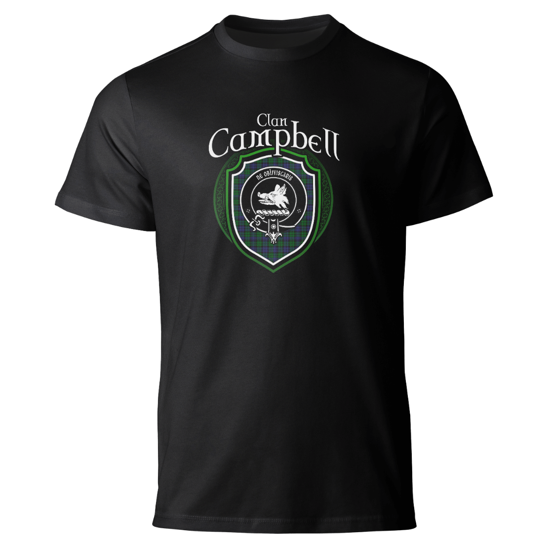 Campbell clan badge on a black T-shirt