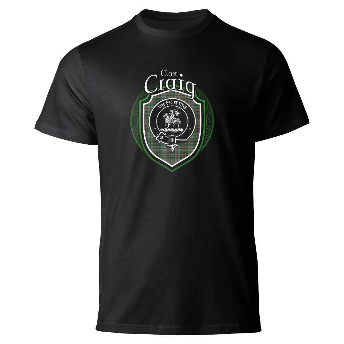 Craig clan badge on a black T-shirt