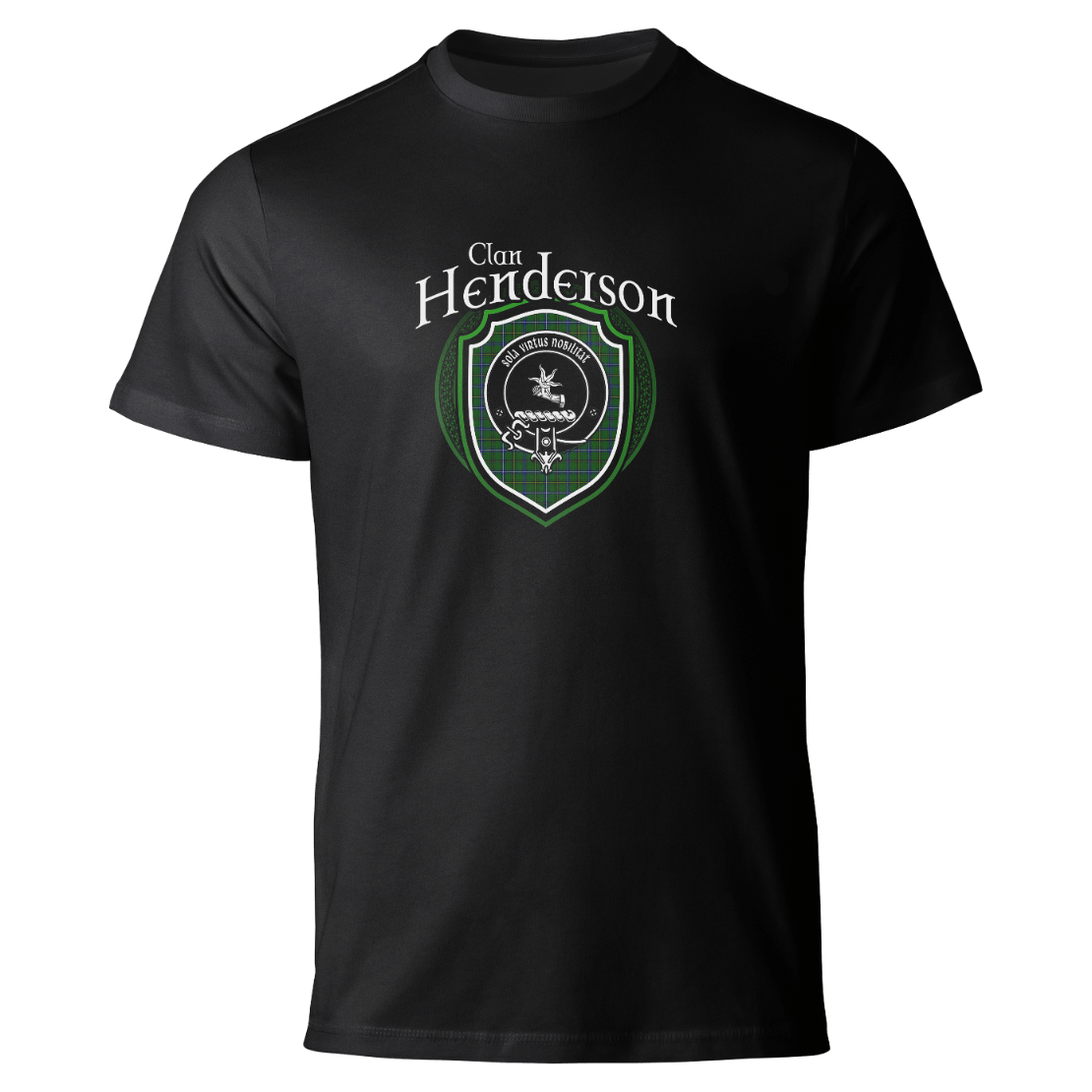 Henderson clan badge on a black T-shirt