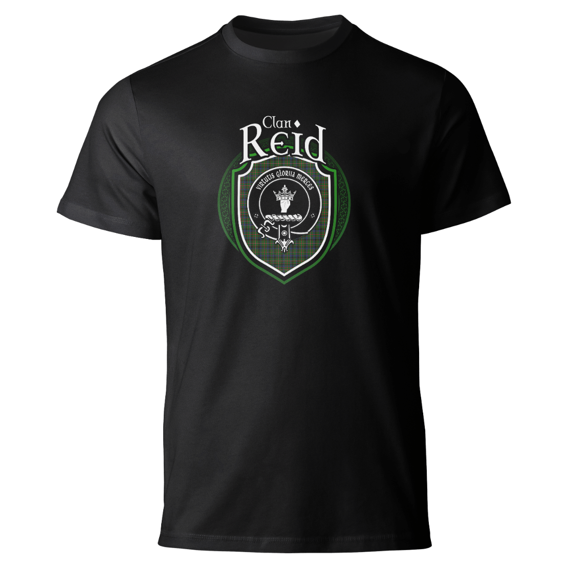 Reid clan badge on a black T-shirt