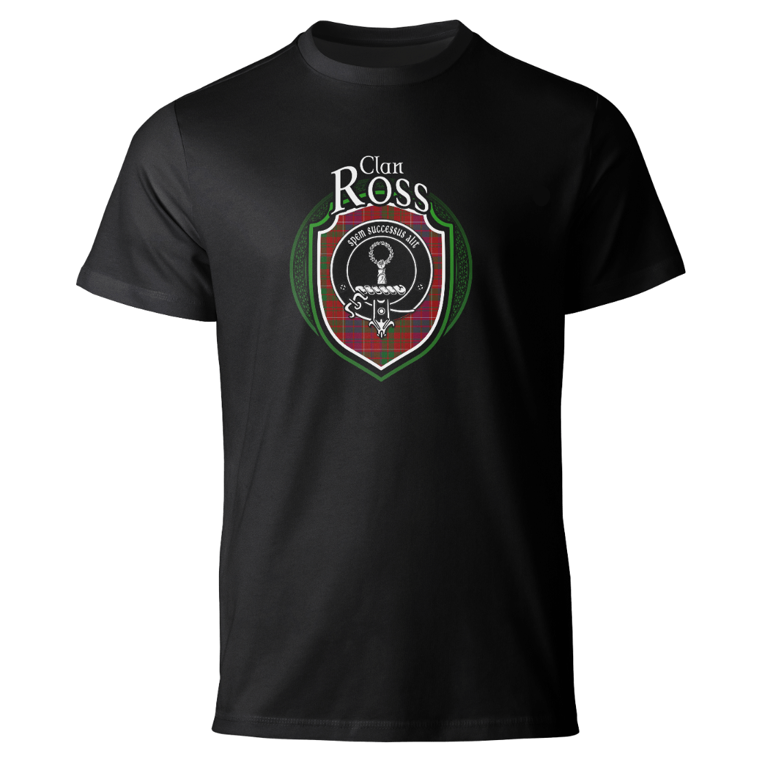 Ross clan badge on a black T-shirt