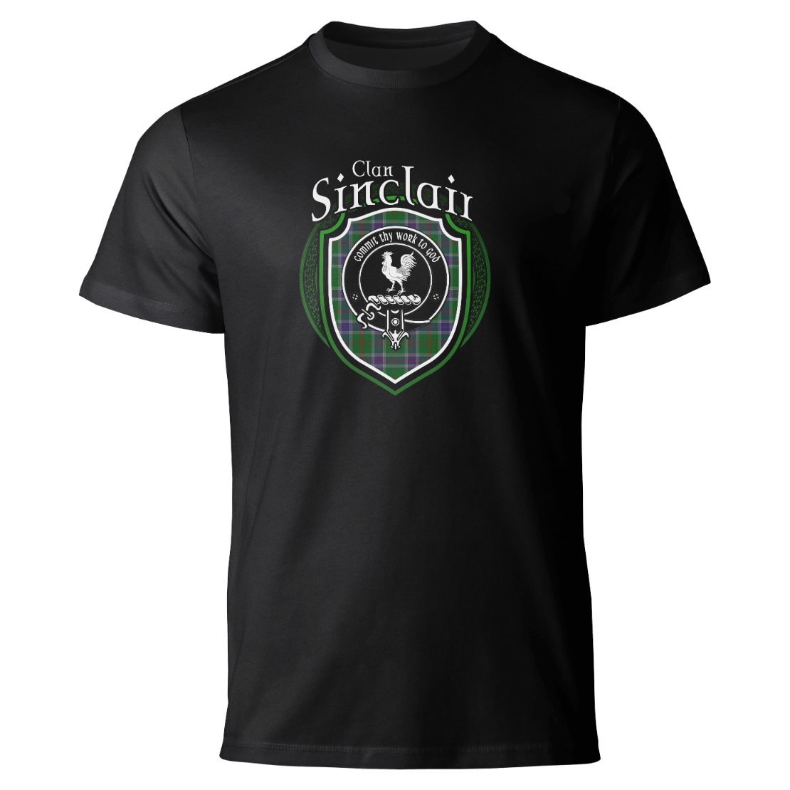 Sinclair clan badge on a black T-shirt