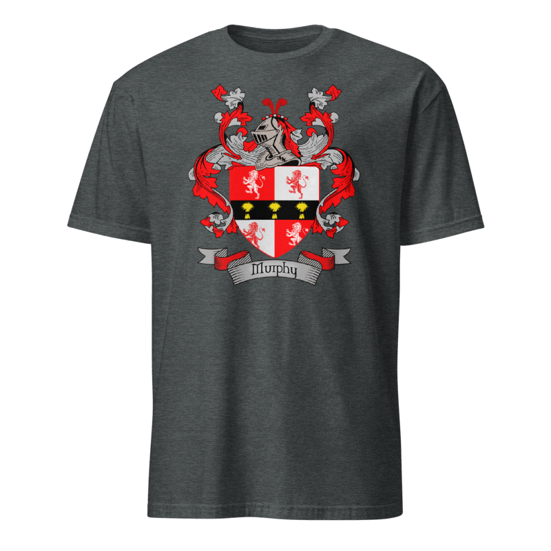 Dark Heather colour example on a Gildan 64000 T-shirt; Murphy shown