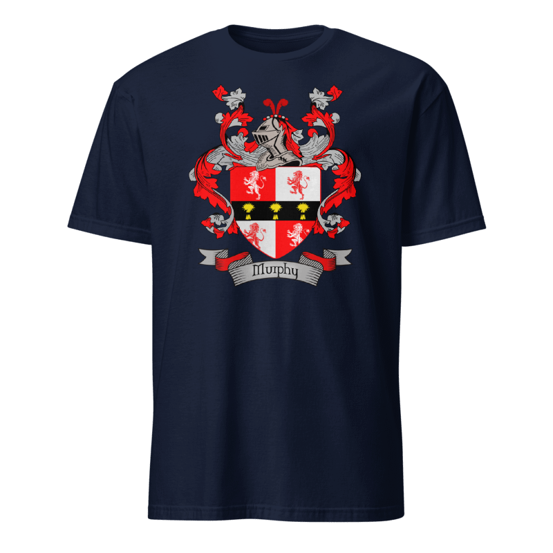 Navy colour example on a Gildan 64000 T-shirt; Murphy shown